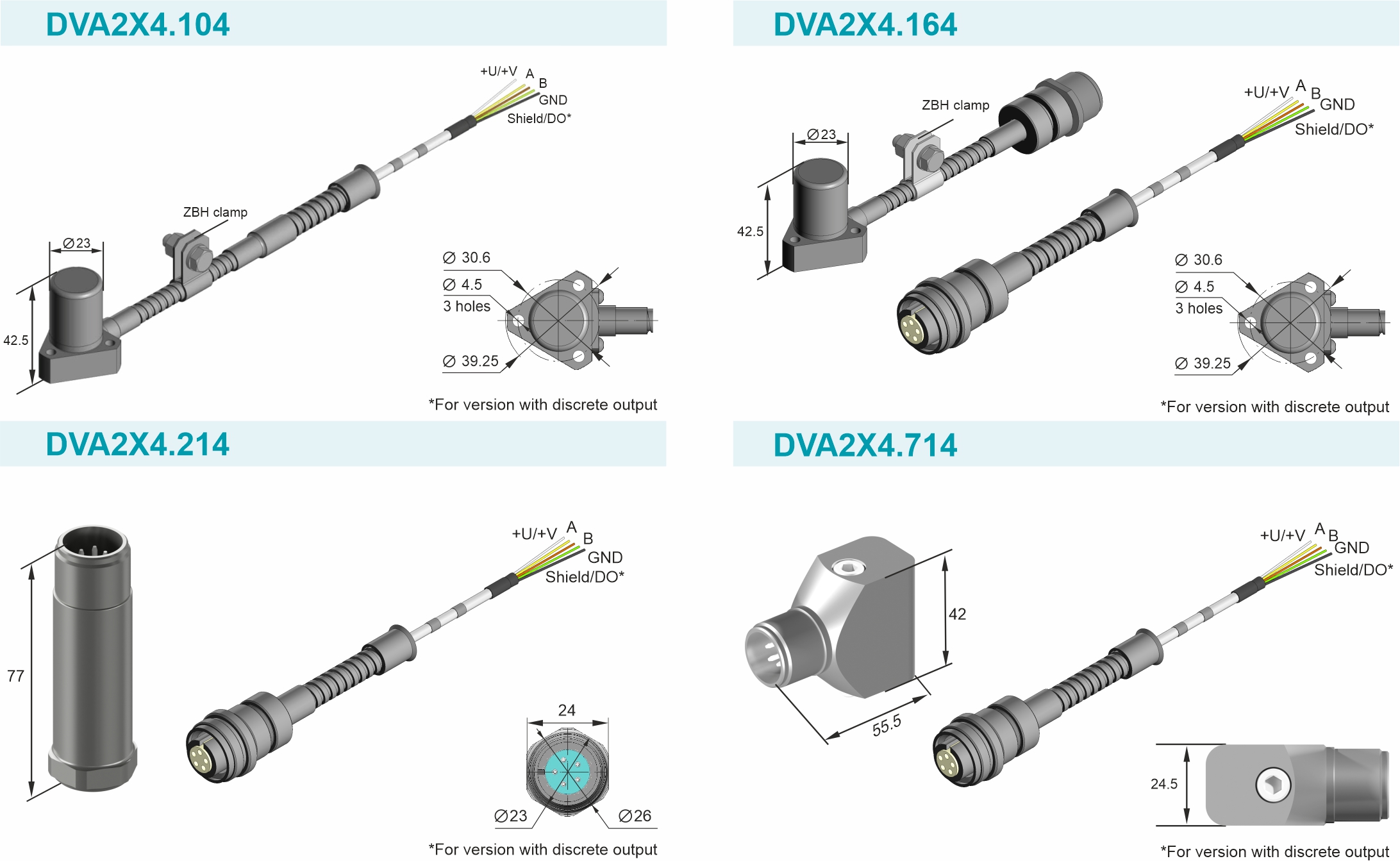Constructive execution of DVA274.XXX vibration sensors