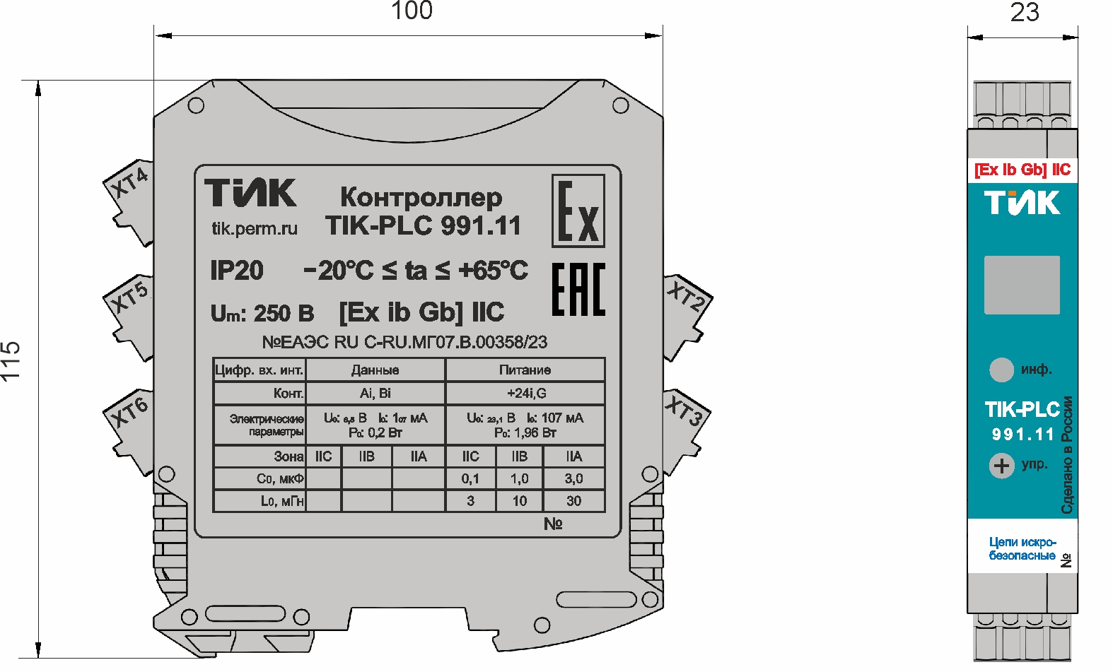 Конструктивное исполнение контроллера TIK-PLC 991